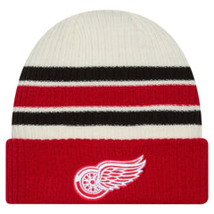 NHL Detroit Red Wings New Era Vintage Cuffed Knit Hat - Cream/Red