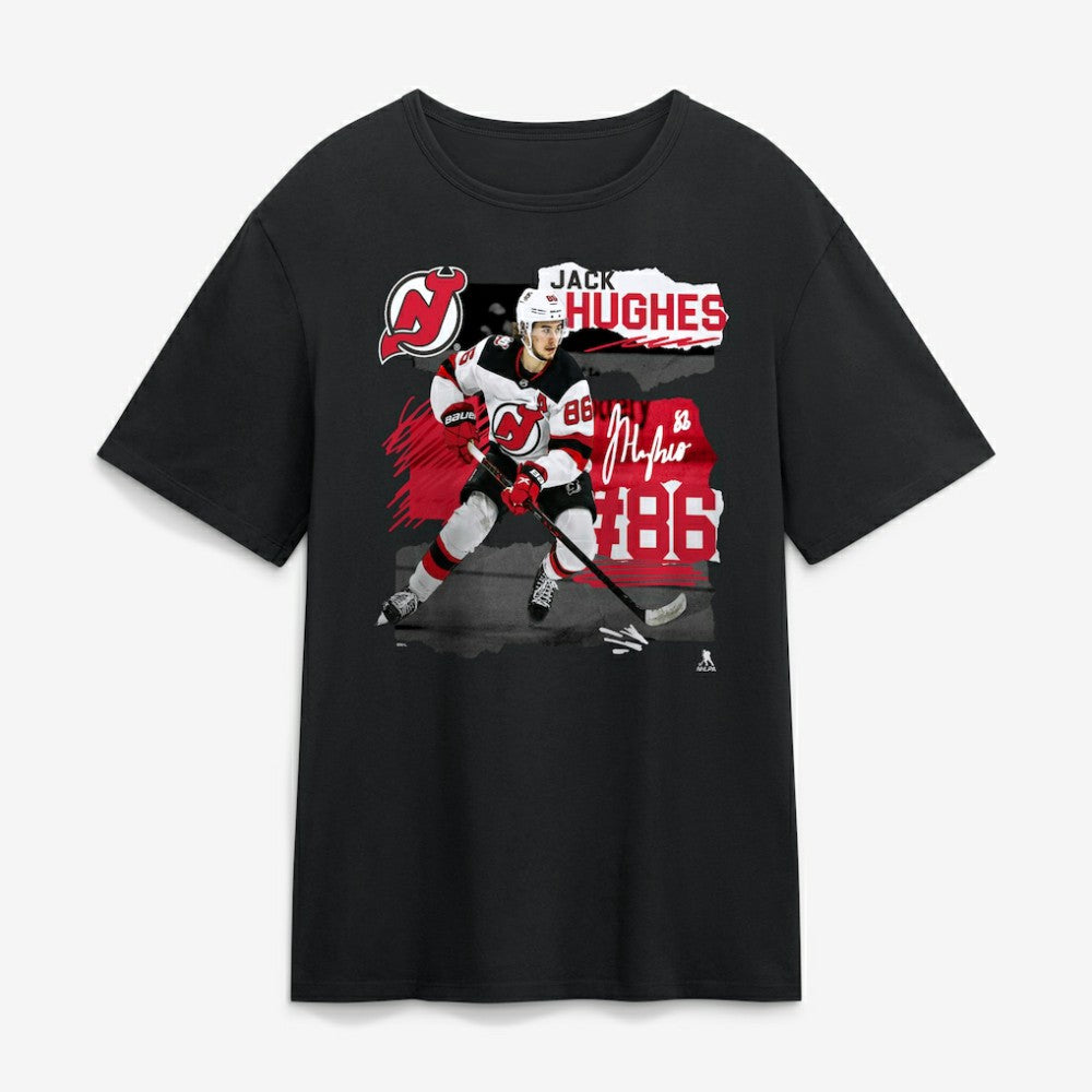 NHL Jack Hughes New Jersey Devils Fresh Ice T-Shirt - Black