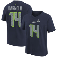 Sam Darnold Seattle Seahawks Youth Super Bowl LX Name & Number T-Shirt College Navy