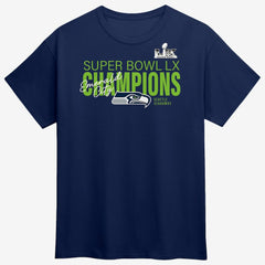 Seattle Seahawks Super Bowl LX Champions Big & Tall Autograph Signing Roster T-Shirt College Navy