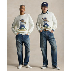 Yankees Polo Ralph Lauren Bear Sweater - White