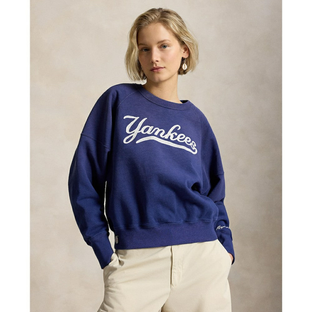 Yankees Polo Ralph Lauren Women's Vintage Knit Sweatshirt - Navy Sweatshirts