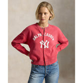 Yankees Polo Ralph Lauren Women's Seasonal Knit Full-Snap Cardigan - Red