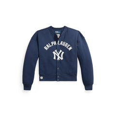 Yankees Polo Ralph Lauren Women's Seasonal Knit Full-Snap Cardigan - Navy