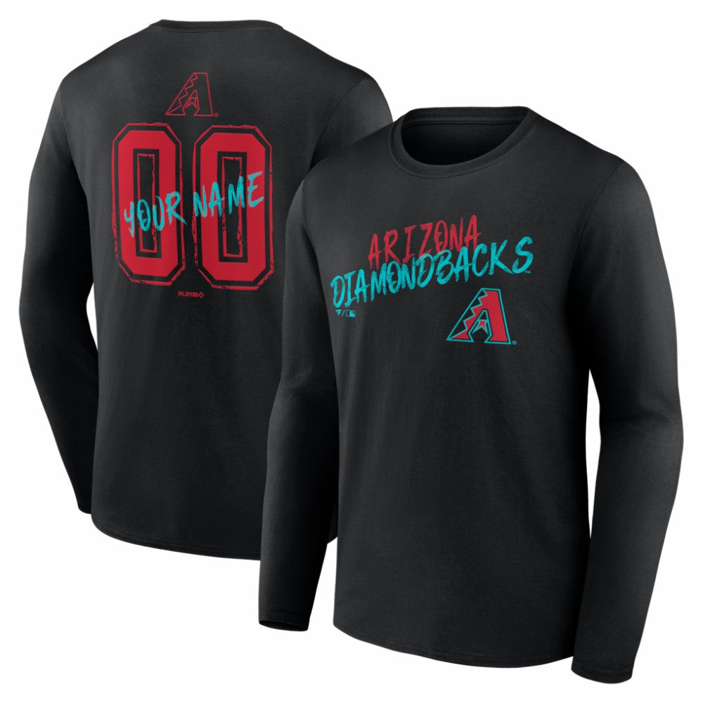 Arizona Diamondbacks Hustle Personalized Name & Number Long Sleeve T-Shirt - Black T-shirts