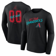 Arizona Diamondbacks Hustle Personalized Name & Number Long Sleeve T-Shirt - Black T-shirts