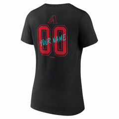 Arizona Diamondbacks Women's Hustle Personalized Name & Number V-Neck T-Shirt - Black T-shirts