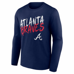 Atlanta Braves Hustle Personalized Name & Number Long Sleeve T-Shirt - Navy T-shirts