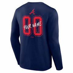 Atlanta Braves Hustle Personalized Name & Number Long Sleeve T-Shirt - Navy T-shirts