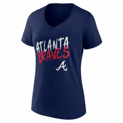 Atlanta Braves Women's Hustle Personalized Name & Number V-Neck T-Shirt - Navy T-shirts