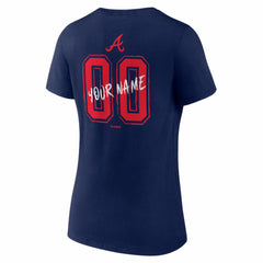 Atlanta Braves Women's Hustle Personalized Name & Number V-Neck T-Shirt - Navy T-shirts