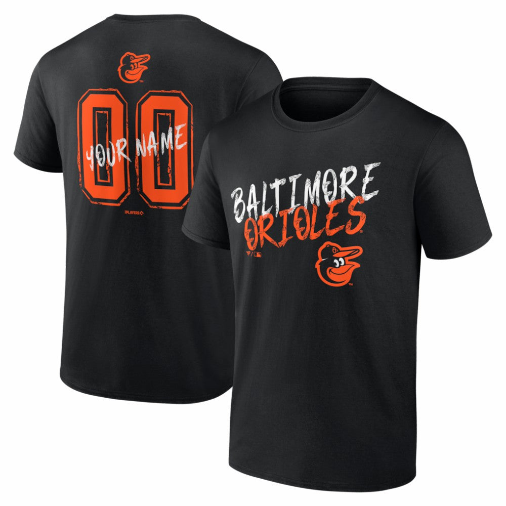 Baltimore Orioles Hustle Personalized Name & Number T-Shirt - Black T-shirts