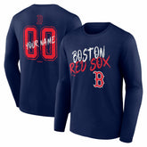 Boston Red Sox Hustle Personalized Name & Number Long Sleeve T-Shirt - Navy T-shirts