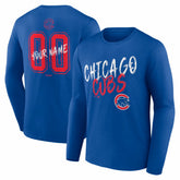 Chicago Cubs Hustle Personalized Name & Number Long Sleeve T-Shirt - Royal T-shirts