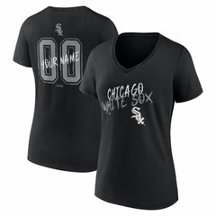 Chicago White Sox Women's Hustle Personalized Name & Number V-Neck T-Shirt - Black T-shirts