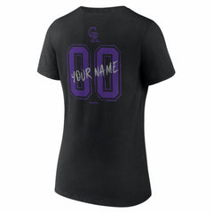 Colorado Rockies Women's Hustle Personalized Name & Number V-Neck T-Shirt - Black T-shirts