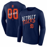 Detroit Tigers Hustle Personalized Name & Number Long Sleeve T-Shirt - Navy T-shirts