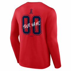 Los Angeles Angels Hustle Personalized Name & Number Long Sleeve T-Shirt - Red T-shirts