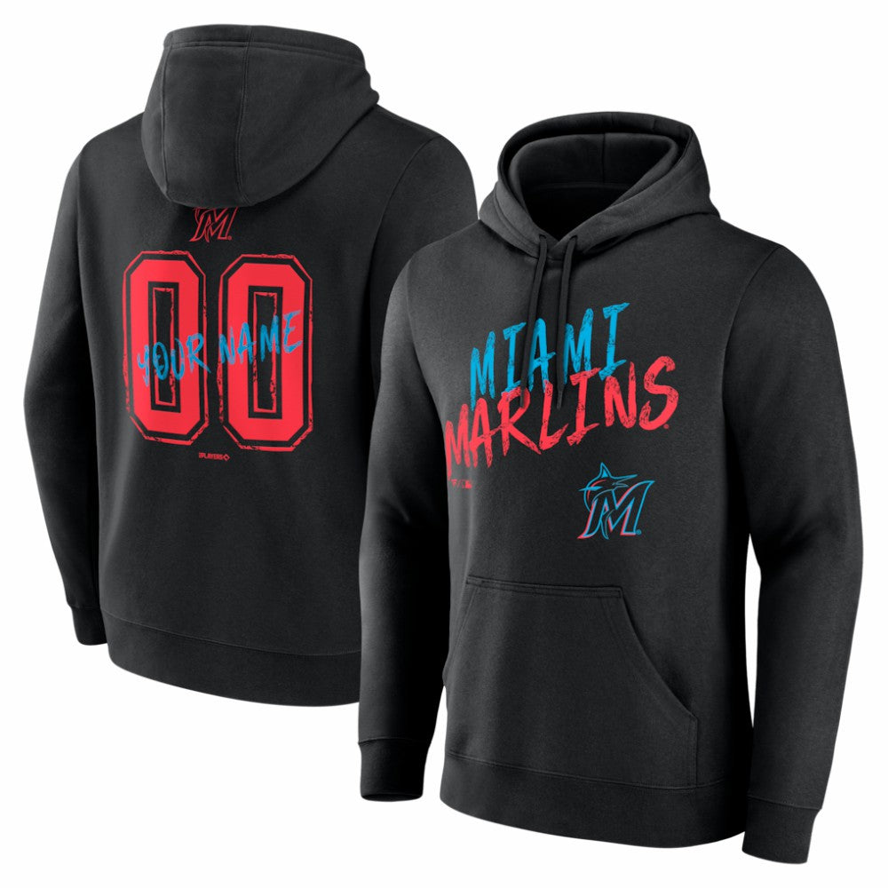 Miami Marlins Hustle Personalized Name & Number Hoodie - Black Hoodies