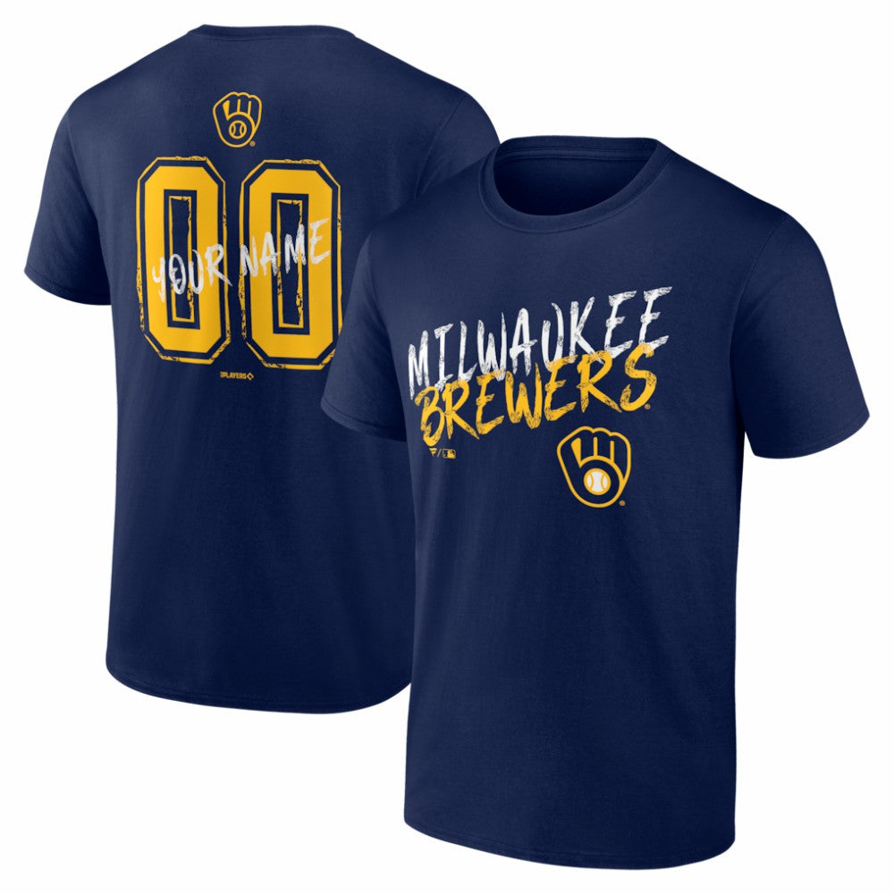Milwaukee Brewers Hustle Personalized Name & Number T-Shirt - Navy T-shirts
