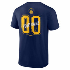 Milwaukee Brewers Hustle Personalized Name & Number T-Shirt - Navy T-shirts