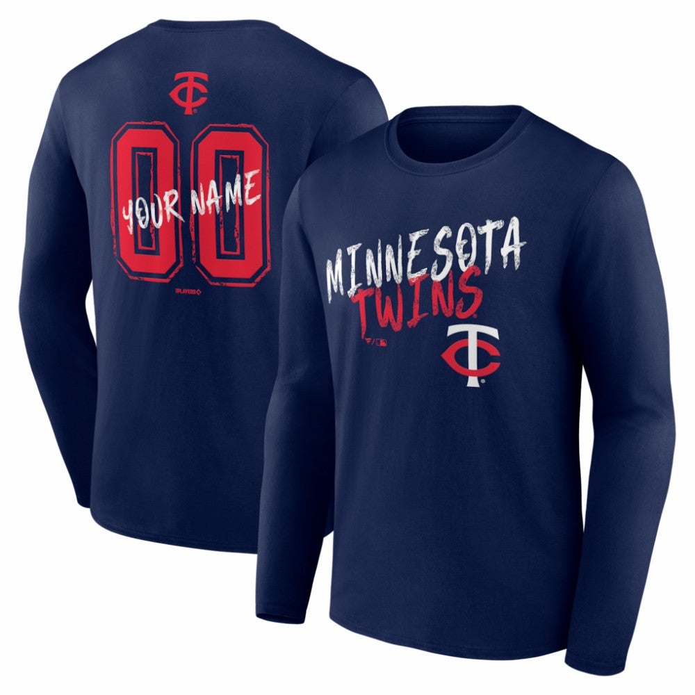 Minnesota Twins Hustle Personalized Name & Number Long Sleeve T-Shirt - Navy T-shirts
