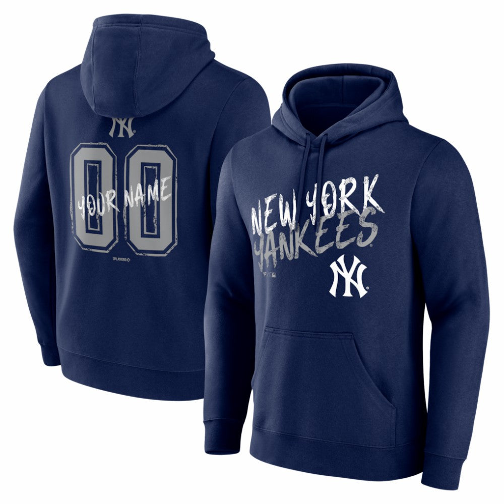 New York Yankees Hustle Personalized Name & Number Hoodie - Navy Hoodies