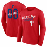 Philadelphia Phillies Hustle Personalized Name & Number Long Sleeve T-Shirt - Red T-shirts