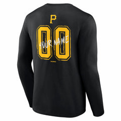 Pittsburgh Pirates Hustle Personalized Name & Number Long Sleeve T-Shirt - Black T-shirts