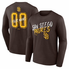 San Diego Padres Hustle Personalized Name & Number Long Sleeve T-Shirt - Brown T-shirts