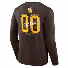 San Diego Padres Hustle Personalized Name & Number Long Sleeve T-Shirt - Brown T-shirts
