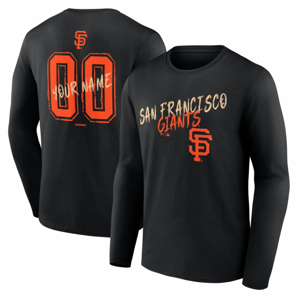 San Francisco Giants Hustle Personalized Name & Number Long Sleeve T-Shirt - Black T-shirts