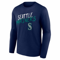 Seattle Mariners Hustle Personalized Name & Number Long Sleeve T-Shirt - Navy T-shirts