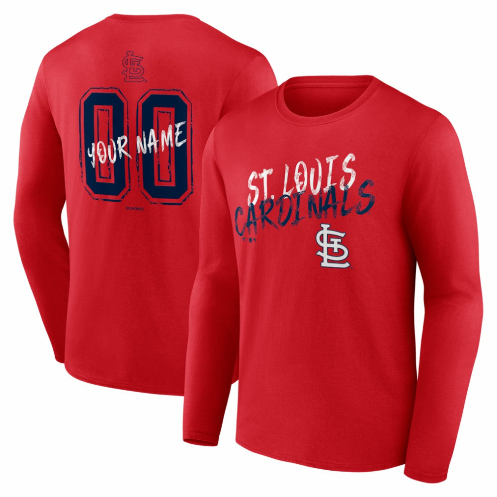 St. Louis Cardinals Hustle Personalized Name & Number Long Sleeve T-Shirt - Red T-shirts