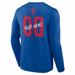Texas Rangers Hustle Personalized Name & Number Long Sleeve T-Shirt - Royal T-shirts
