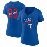 Texas Rangers Women's Hustle Personalized Name & Number V-Neck T-Shirt - Royal T-shirts