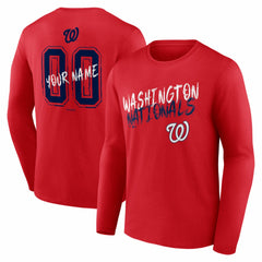 Washington Nationals Hustle Personalized Name & Number Long Sleeve T-Shirt - Red T-shirts