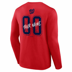 Washington Nationals Hustle Personalized Name & Number Long Sleeve T-Shirt - Red T-shirts