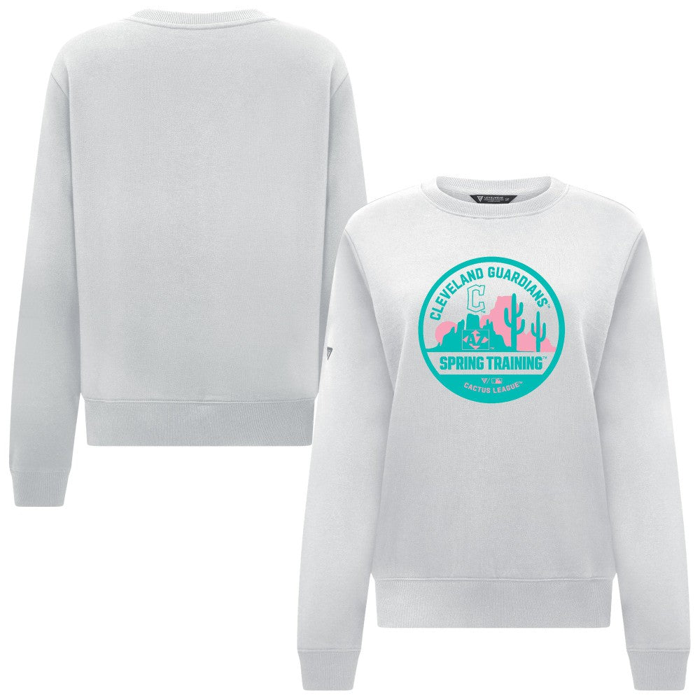 Cleveland Guardians Levelwear Women's Yvette Spring Training Badge Bold Sweatshirt - White Sweatshirts