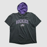 Colorado Rockies Logo 7 90s Hooded T-shirt - Black - L by Fanatics Real Vintage T-shirts