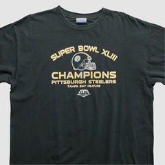 Super Bowl XLIII Reebok 2009 T-shirt Black Vintage