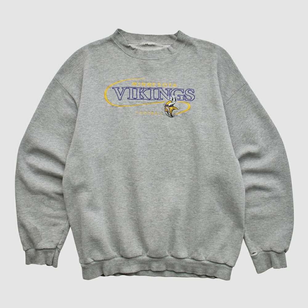 Minnesota Vikings 90s Pullover Sweatshirt Heather Gray Vintage