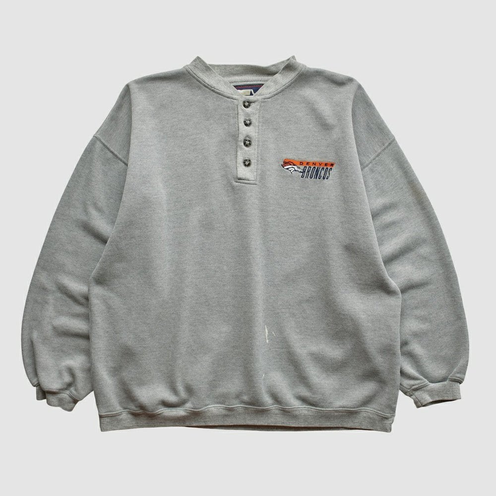 Denver Broncos Starter 90s Pullover Sweatshirt Heather Gray Vintage