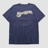 Milwaukee Brewers Majestic 2000s T-shirt - Navy - L by Fanatics Real Vintage T-shirts