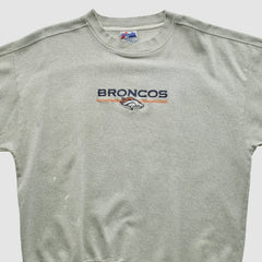 Denver Broncos Majestic 2000s Pullover Sweatshirt Heather Gray Vintage