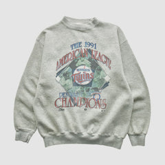 Minnesota Twins Salem Sportswear 1991 Pullover Sweatshirt - Heather Gray - S by Fanatics Real Vintage Pullover