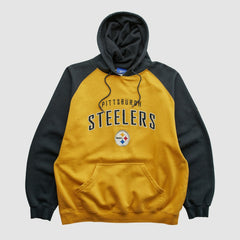 Pittsburgh Steelers Reebok 2000s Hooded Pullover Sweatshirt Yellow Vintage