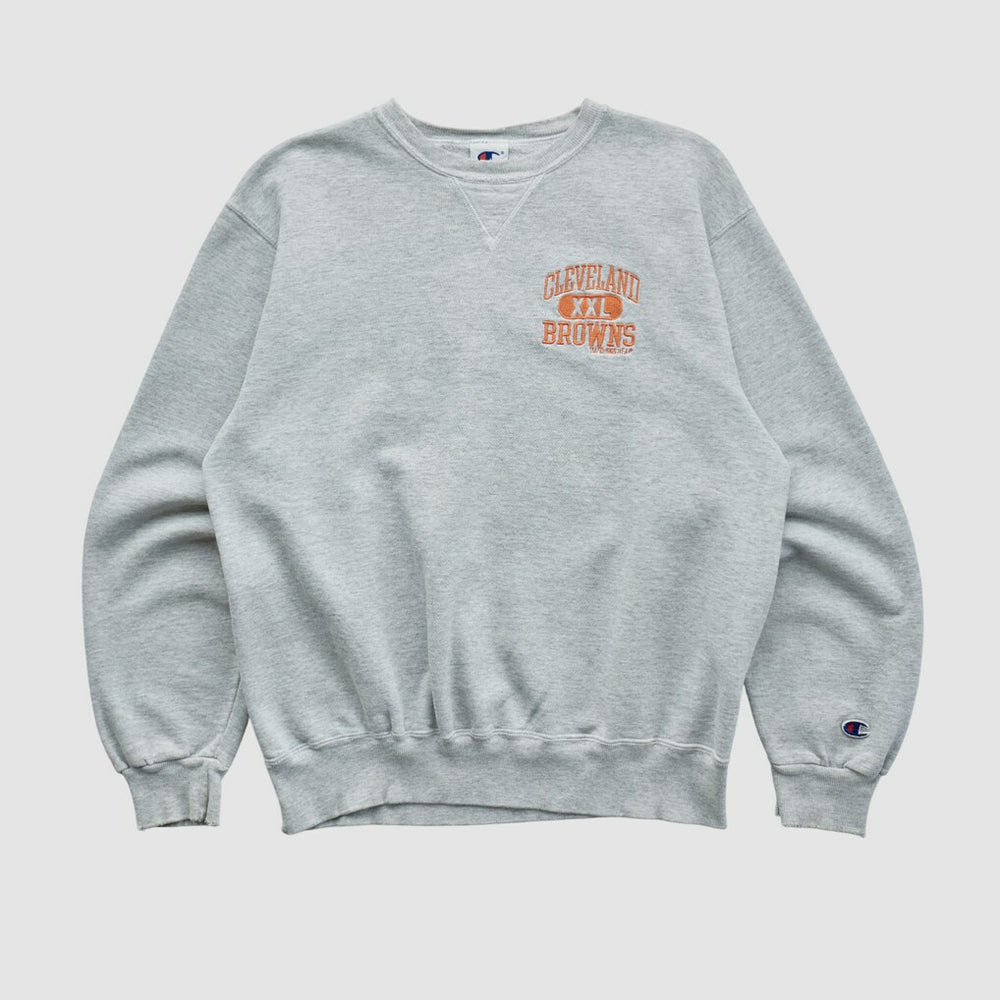 Cleveland Browns Champion 90s Pullover Sweatshirt Heather Gray Vintage