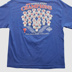 World Series Champions Majestic 2008 T-shirt - Blue - L by Fanatics Real Vintage T-shirts