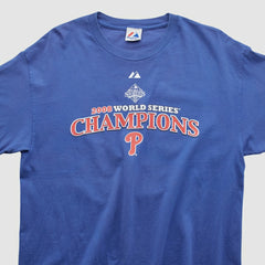 World Series Champions Majestic 2008 T-shirt - Blue - L by Fanatics Real Vintage T-shirts